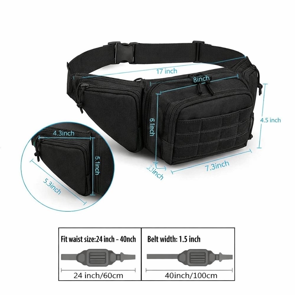 Tactical Waist Bag Concealed Gun Carry Pouch Military Pistol Holster Fanny Pack - Picture 9 of 11